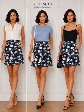 Talbots A-Line Pleated Graphic Print Skirt